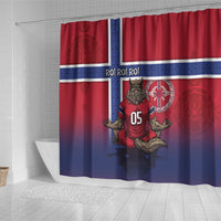 Custom Norway Football Shower Curtain Ro Ro Meditating Viking Wolf