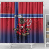 Custom Norway Football Shower Curtain Ro Ro Meditating Viking Wolf