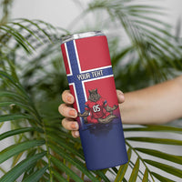 Custom Norway Football Skinny Tumbler Ro Ro Meditating Viking Wolf