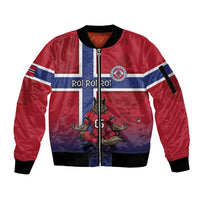 Custom Norway Football Sleeve Zip Bomber Jacket Ro Ro Meditating Viking Wolf