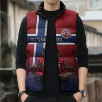 Custom Norway Football Sleeveless Puffer Jacket Ro Ro Meditating Viking Wolf