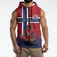 Custom Norway Football Sleeveless Zip Hoodie Ro Ro Meditating Viking Wolf