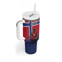 Custom Norway Football Tumbler With Handle Ro Ro Meditating Viking Wolf