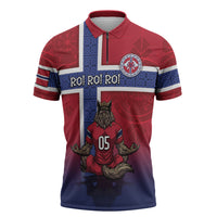 Custom Norway Football Zipper Polo Shirt Ro Ro Meditating Viking Wolf