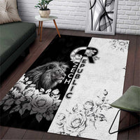 Czech Republic Area Rug White Lion With Rose - Wonder Print Shop