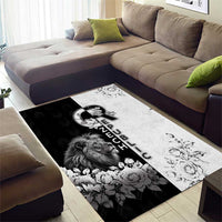 Czech Republic Area Rug White Lion With Rose - Wonder Print Shop