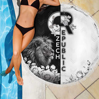 Czech Republic Beach Blanket White Lion With Rose - Wonder Print Shop