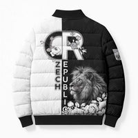 Czech Republic Bomber Puffer Jacket White Lion With Rose - Wonder Print Shop