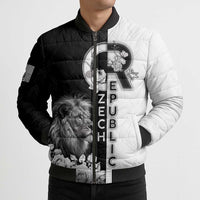 Czech Republic Bomber Puffer Jacket White Lion With Rose - Wonder Print Shop