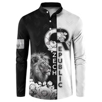 Czech Republic Button Sweatshirt White Lion With Rose - Wonder Print Shop