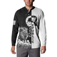 Czech Republic Button Sweatshirt White Lion With Rose - Wonder Print Shop