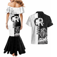 Czech Republic Couples Matching Mermaid Dress and Hawaiian Shirt White Lion With Rose - Wonder Print Shop