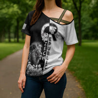 Czech Republic Cross Shoulder Shirt White Lion With Rose - Wonder Print Shop