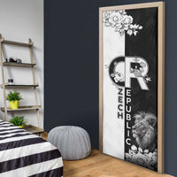 Czech Republic Door Cover White Lion With Rose - Wonder Print Shop