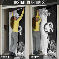 Czech Republic Door Cover White Lion With Rose - Wonder Print Shop