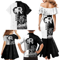 Czech Republic Family Matching Mermaid Dress and Hawaiian Shirt White Lion With Rose - Wonder Print Shop