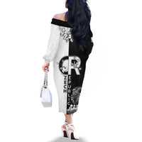 Czech Republic Family Matching Off The Shoulder Long Sleeve Dress and Hawaiian Shirt White Lion With Rose - Wonder Print Shop