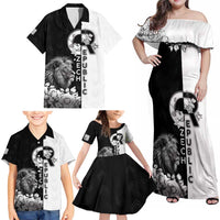Czech Republic Family Matching Off Shoulder Maxi Dress and Hawaiian Shirt White Lion With Rose - Wonder Print Shop