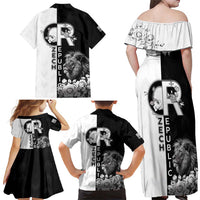 Czech Republic Family Matching Off Shoulder Maxi Dress and Hawaiian Shirt White Lion With Rose - Wonder Print Shop