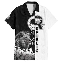 Czech Republic Family Matching Short Sleeve Bodycon Dress and Hawaiian Shirt White Lion With Rose - Wonder Print Shop