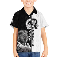 Czech Republic Family Matching Summer Maxi Dress and Hawaiian Shirt White Lion With Rose - Wonder Print Shop