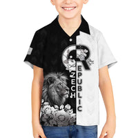 Czech Republic Kid Hawaiian Shirt White Lion With Rose - Wonder Print Shop