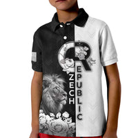 Czech Republic Kid Polo Shirt White Lion With Rose - Wonder Print Shop
