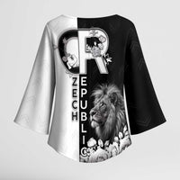 Czech Republic Kimono Sleeve Blouse White Lion With Rose - Wonder Print Shop