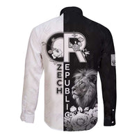 Czech Republic Long Sleeve Button Shirt White Lion With Rose - Wonder Print Shop