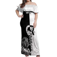Czech Republic Off Shoulder Maxi Dress White Lion With Rose - Wonder Print Shop