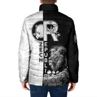 Czech Republic Padded Jacket White Lion With Rose - Wonder Print Shop