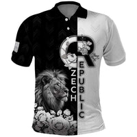 Czech Republic Polo Shirt White Lion With Rose - Wonder Print Shop