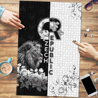 Czech Republic Puzzle White Lion With Rose - Wonder Print Shop