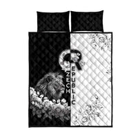 Czech Republic Quilt Bed Set White Lion With Rose - Wonder Print Shop