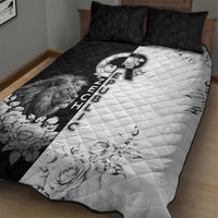 Czech Republic Quilt Bed Set White Lion With Rose - Wonder Print Shop