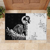 Czech Republic Rubber Doormat White Lion With Rose - Wonder Print Shop