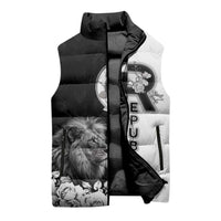 Czech Republic Sleeveless Puffer Jacket White Lion With Rose - Wonder Print Shop