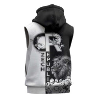 Czech Republic Sleeveless Zip Hoodie White Lion With Rose - Wonder Print Shop