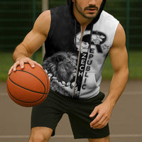 Czech Republic Sleeveless Zip Hoodie White Lion With Rose - Wonder Print Shop