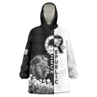 Czech Republic Wearable Blanket Hoodie White Lion With Rose - Wonder Print Shop
