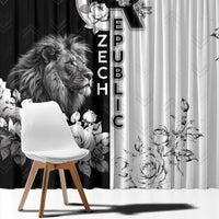 Czech Republic Window Curtain White Lion With Rose - Wonder Print Shop