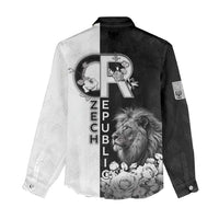 Czech Republic Women Casual Shirt White Lion With Rose - Wonder Print Shop