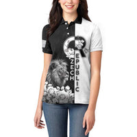 Czech Republic Women Polo Shirt White Lion With Rose - Wonder Print Shop