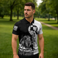 Czech Republic Zipper Polo Shirt White Lion With Rose - Wonder Print Shop