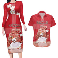 Personalized Denmark Couples Matching Long Sleeve Bodycon Dress and Hawaiian Shirt Mute Swan With Symbol - Wonder Print Shop