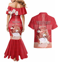 Personalized Denmark Couples Matching Mermaid Dress and Hawaiian Shirt Mute Swan With Symbol - Wonder Print Shop