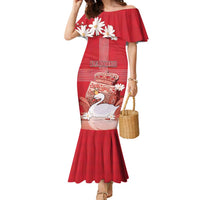 Personalized Denmark Family Matching Mermaid Dress and Hawaiian Shirt Mute Swan With Symbol - Wonder Print Shop