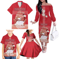 Personalized Denmark Family Matching Off The Shoulder Long Sleeve Dress and Hawaiian Shirt Mute Swan With Symbol - Wonder Print Shop