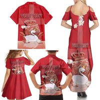 Personalized Denmark Family Matching Summer Maxi Dress and Hawaiian Shirt Mute Swan With Symbol - Wonder Print Shop