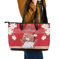 Denmark Leather Tote Bag Mute Swan With Symbol - Wonder Print Shop